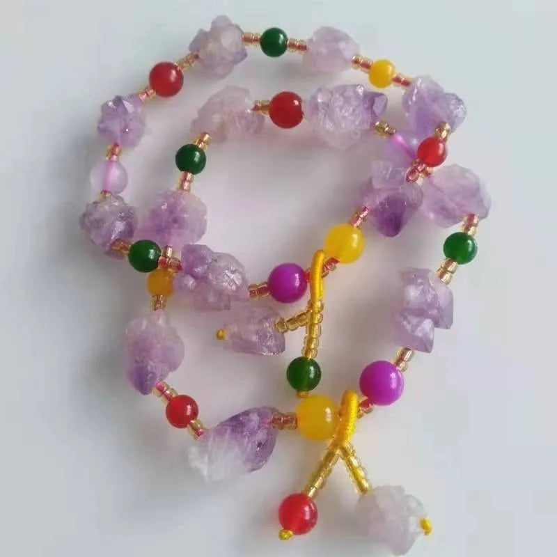 Natural amethyst bracelet with fu character charm for women as travel gift