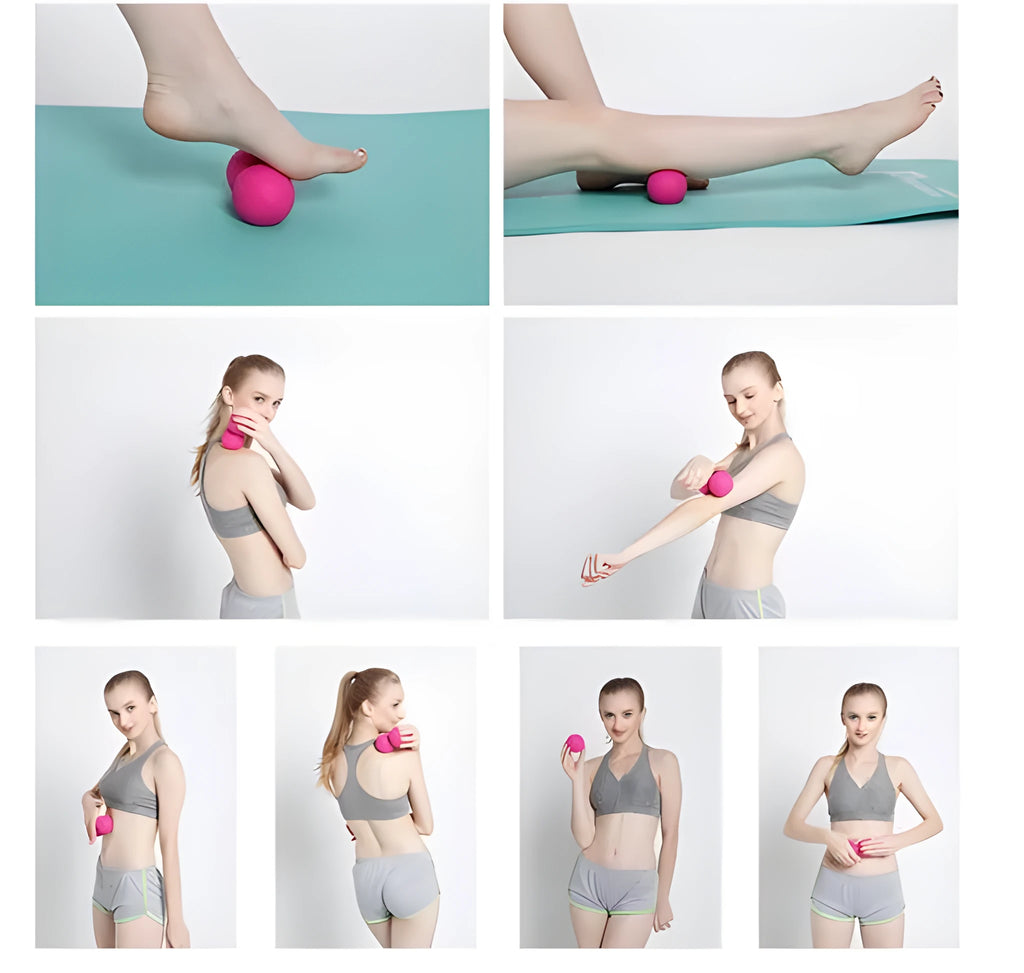 High density peanut massage ball in black on a white background, portable muscle relief tool