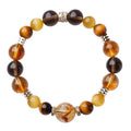 Natural tiger-eye crystal bracelet with yellow tower geometric beads in 10mm or 12mm sizes