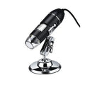 Digital microscope camera with 1000X to 1600X magnification, USB connection, and 640x480 pixel sensor
