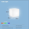 White LED cube stool light with modern design showing waterproof construction and clean geometric lines