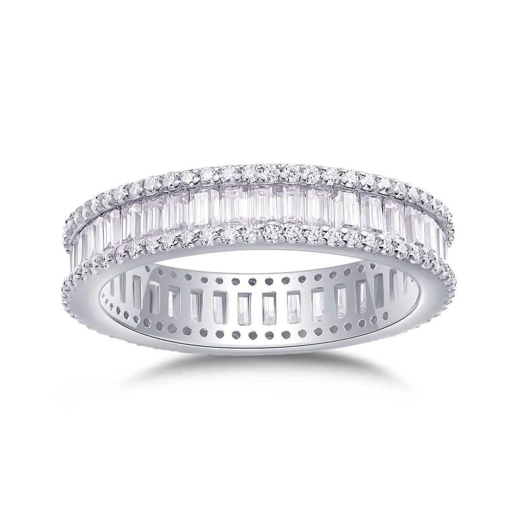 Studded With Stars moissanite wedding ring set on S925 silver platinum-plated band in gift box