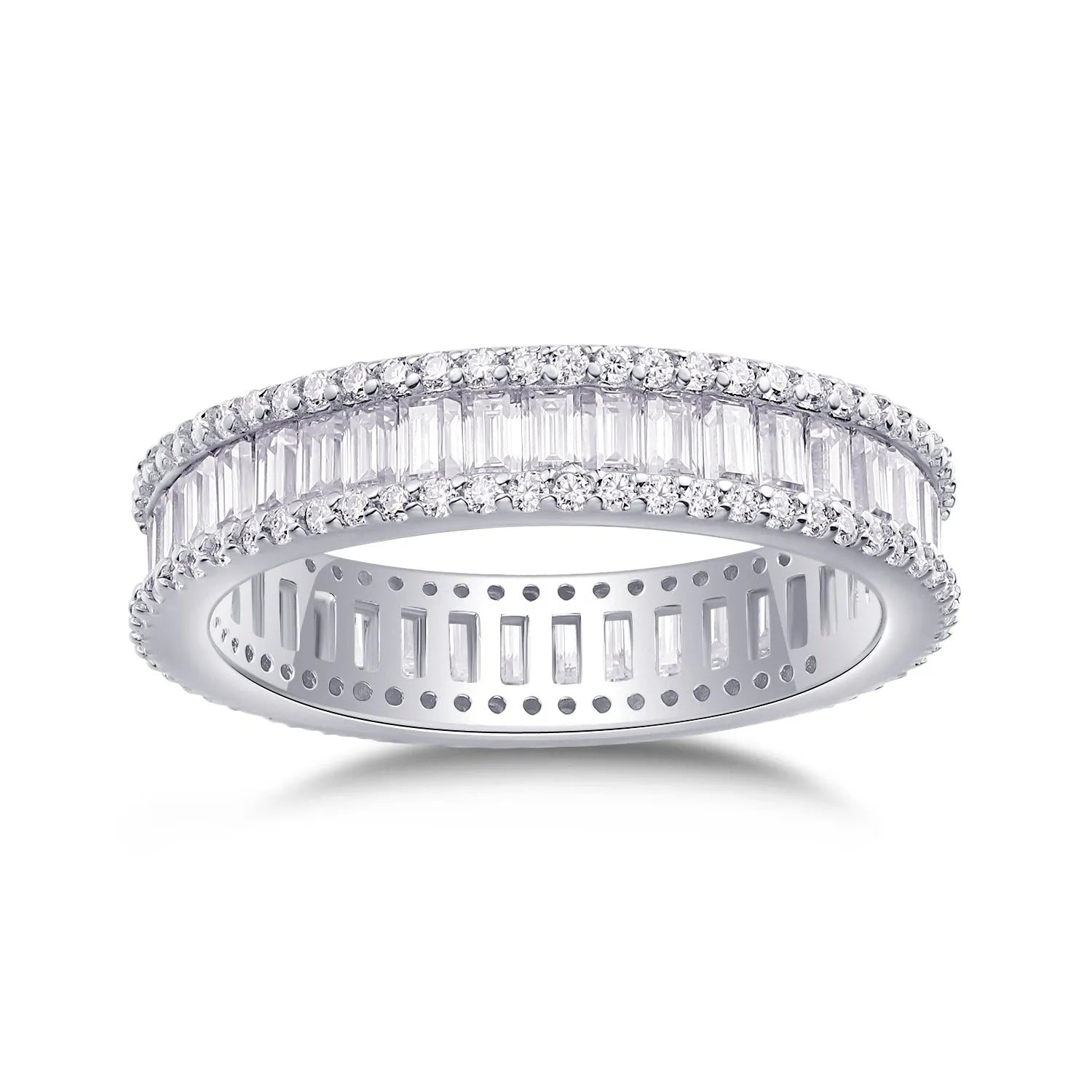 Studded With Stars moissanite wedding ring set on S925 silver platinum-plated band in gift box