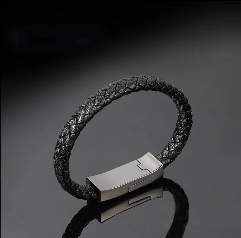 Bracelet cable with brown double line and gift box for charging data sync Android iPhone TypeC