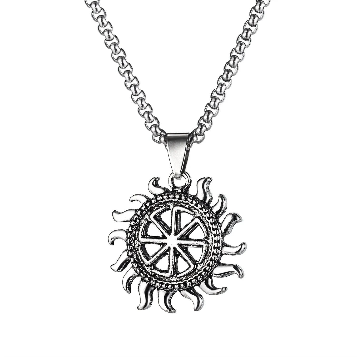 Men's silver stainless steel necklace with alloy skull pendant and matching chain