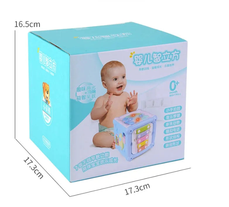 Drum baby early education toys building blocks cube plastic musical sound toy 15.5x15.5x20cm