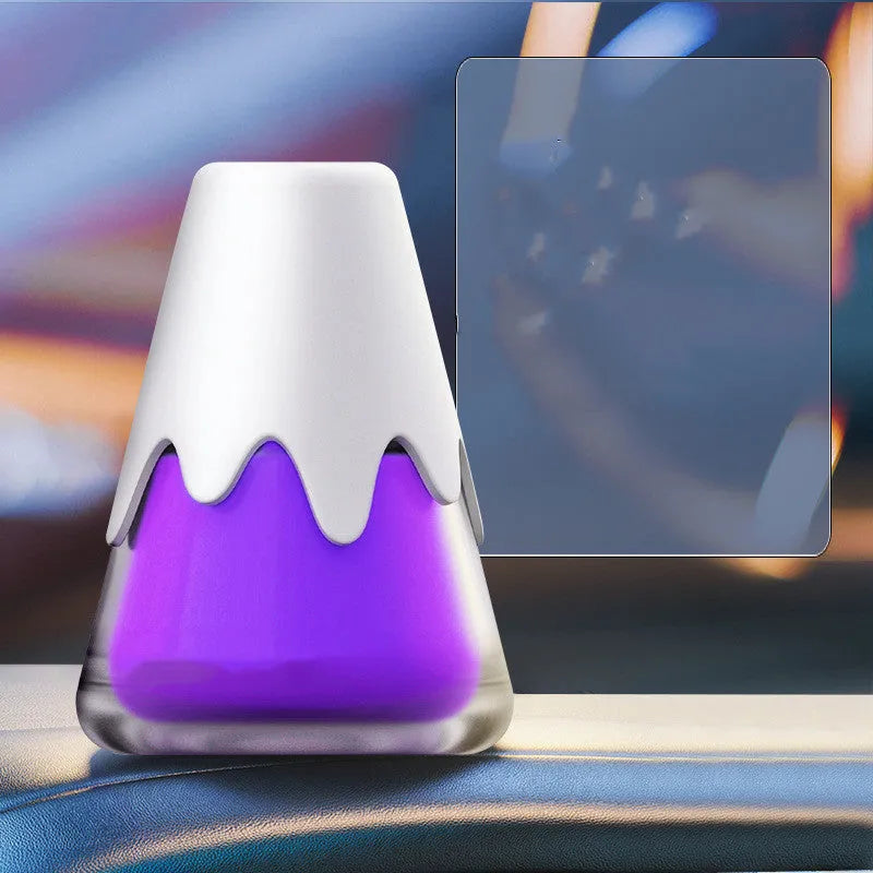 Snow mountain car aromatherapy diffuser with glass jar in purple, lime, laurel, or blue colour options