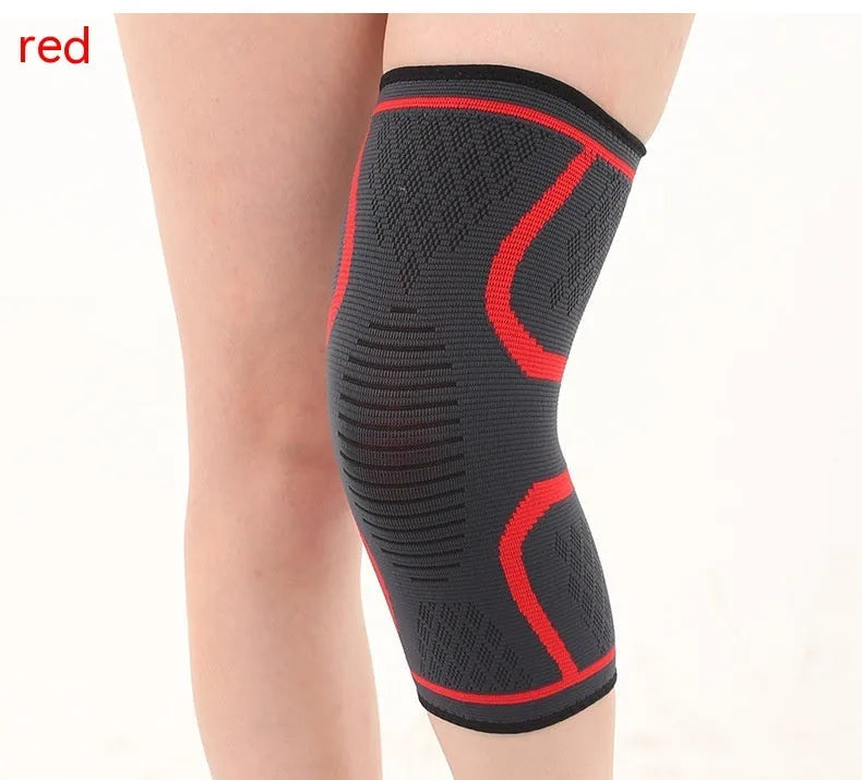 Double corrugated non-slip sports knee pads in various colours on a grey background.