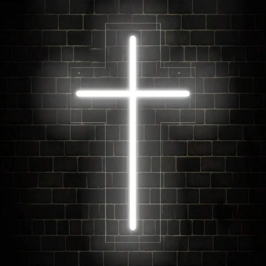 Neon cross glowing ambience light USB 5V powered modern simplicity word style 23cm or 40cm variants