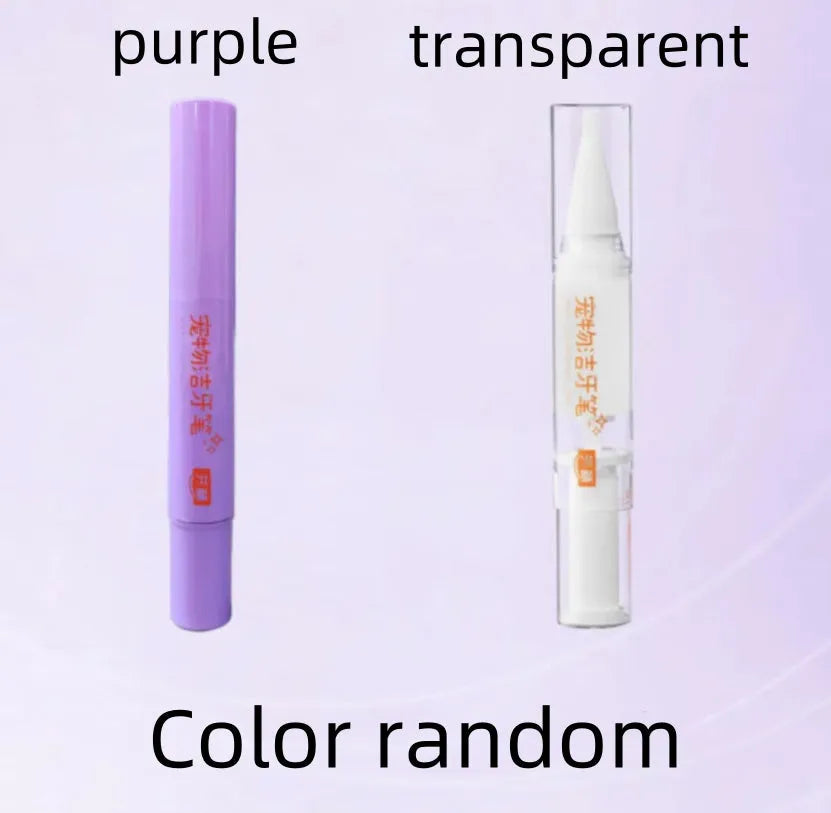 White pet toothbrush pen with brush tip containing 5ml tartar removal gel for dogs and cats