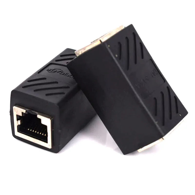 Black RJ45 network cable butt joint extender adapter for Ethernet cable extension