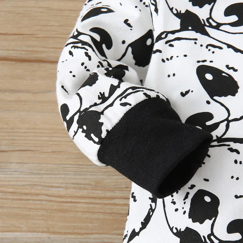 Neutral white baby onesie made from 95% cotton with long sleeves and detachable hood