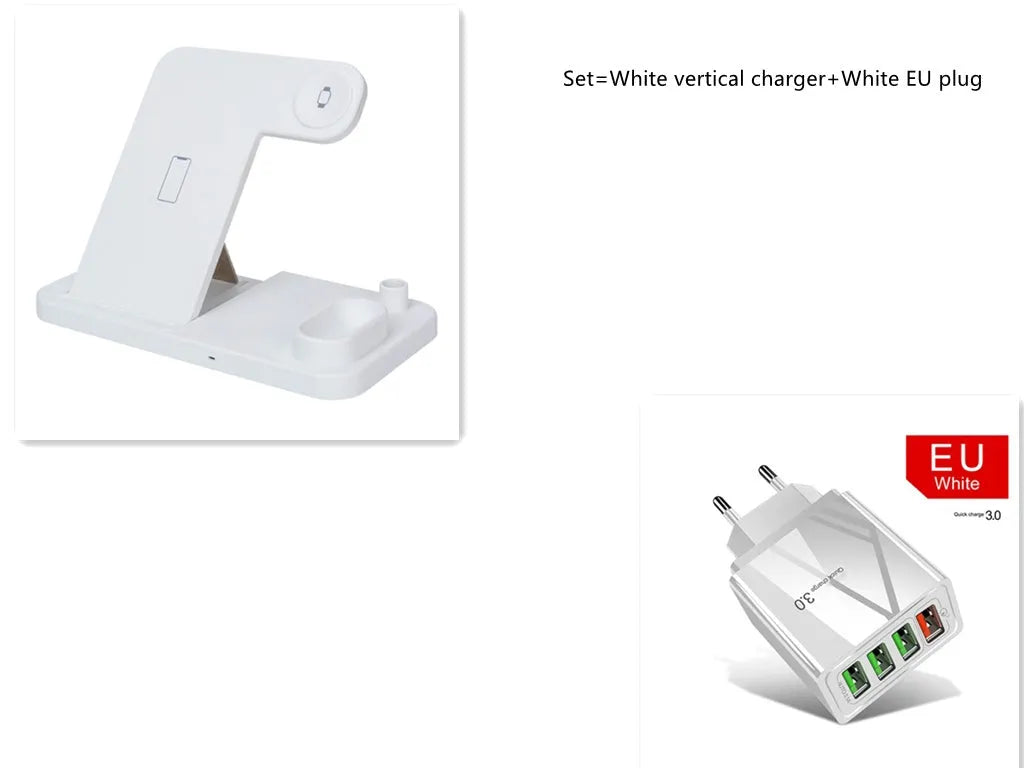 4-in-1 wireless charging station with adjustable magnetic phone stand, charging Apple Watch, AirPods and Apple Pencil simultaneously