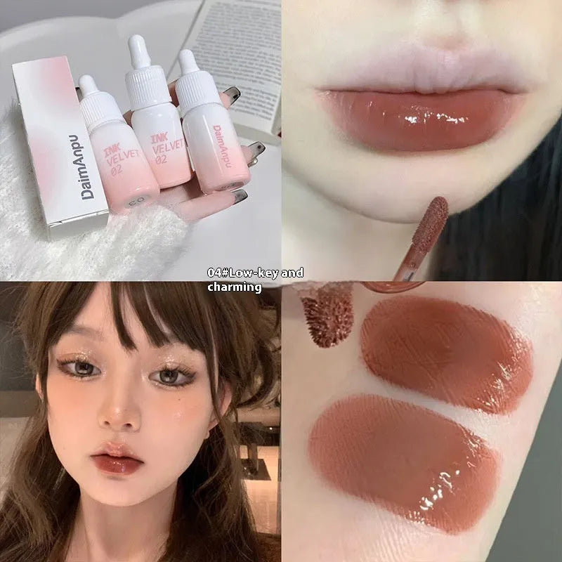 Mirror lip lacquer tube showing moisturising lip gloss with nonstick cup applicator in 3.5g size