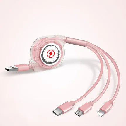 3-in-1 telescopic charging cable extended to 120cm with titanium alloy connectors