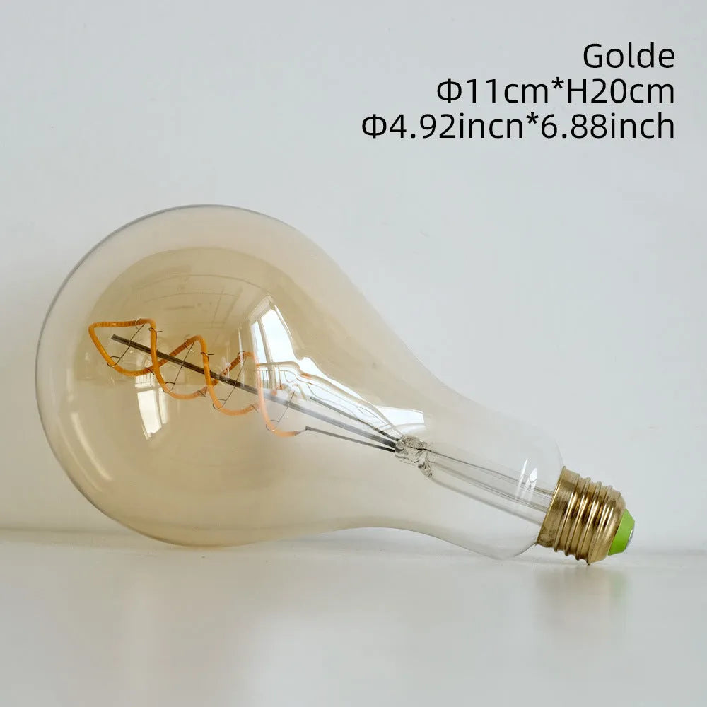 A110 double spiral LED soft light strip with gold bulb showing 110 x 200 mm dimensions