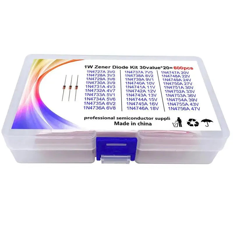 1W Zener diode electronic component in boxed packaging with crystal glass construction