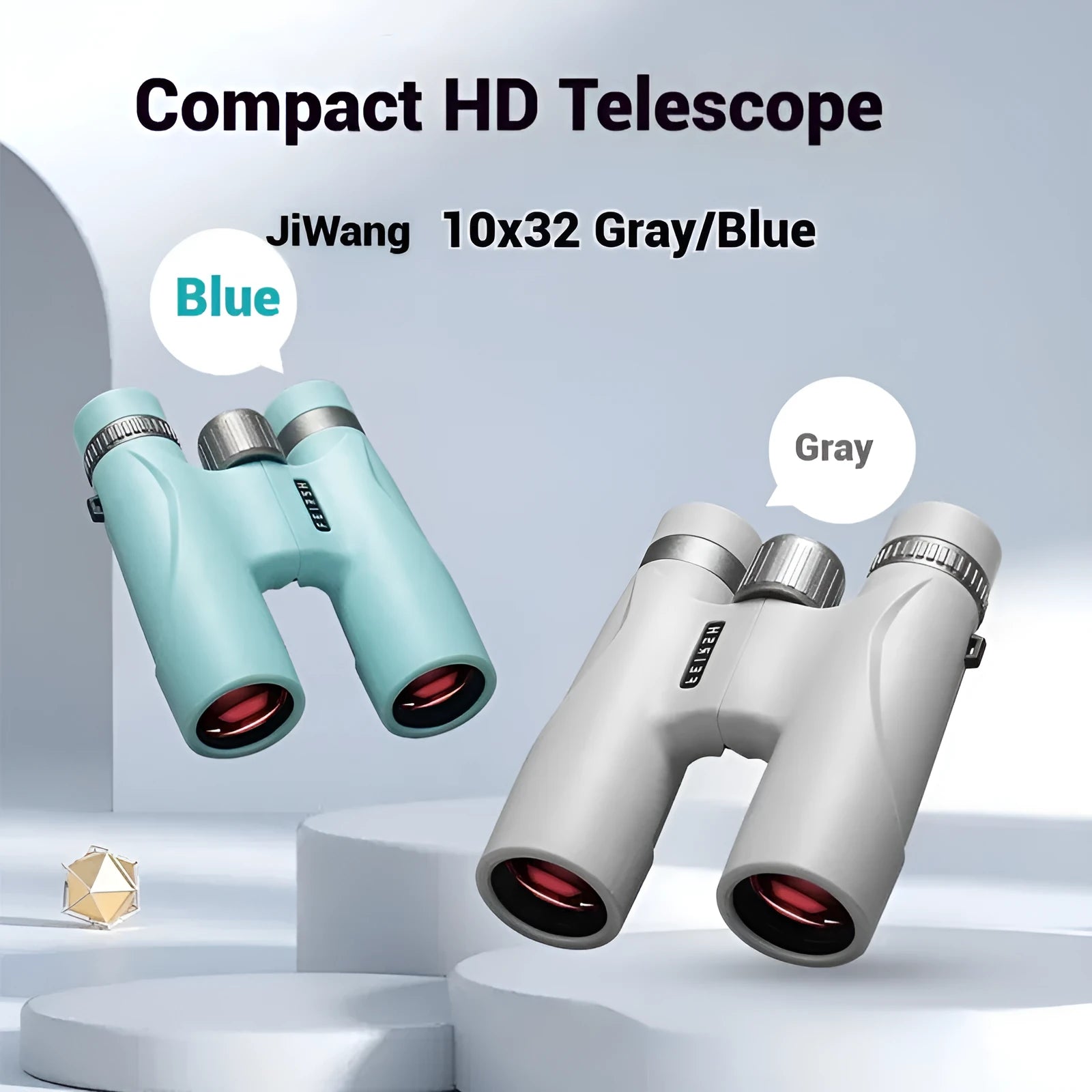 Grey or blue 10x32 binoculars with wine red film imaging and compact 112mm size