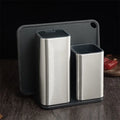 Black and white PP plastic kitchen tool holder with detachable base for knife and cutlery storage