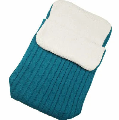 Envelope-style baby stroller sleeping bag with thick filling for winter, shown in a choice of colours.