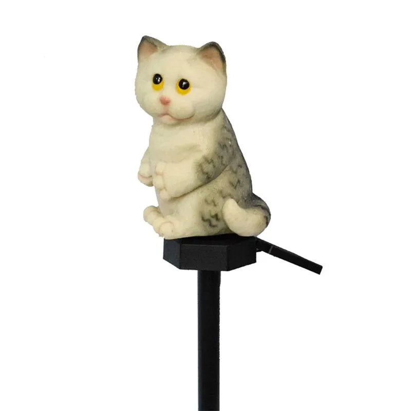 Brown cat-shaped solar lawn light for garden decoration and pathway illumination