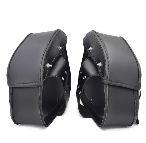 Black PU leather motorcycle saddlebags set of two left and right side storage 28x18x12cm for cruisers and Harley
