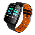 A6 smart bracelet with colour screen and silicone strap showing heart rate monitoring display