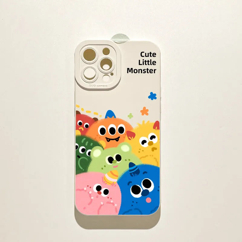Cartoon animal printed TPU phone case for iPhone with anti-drop protection, available in multiple colours