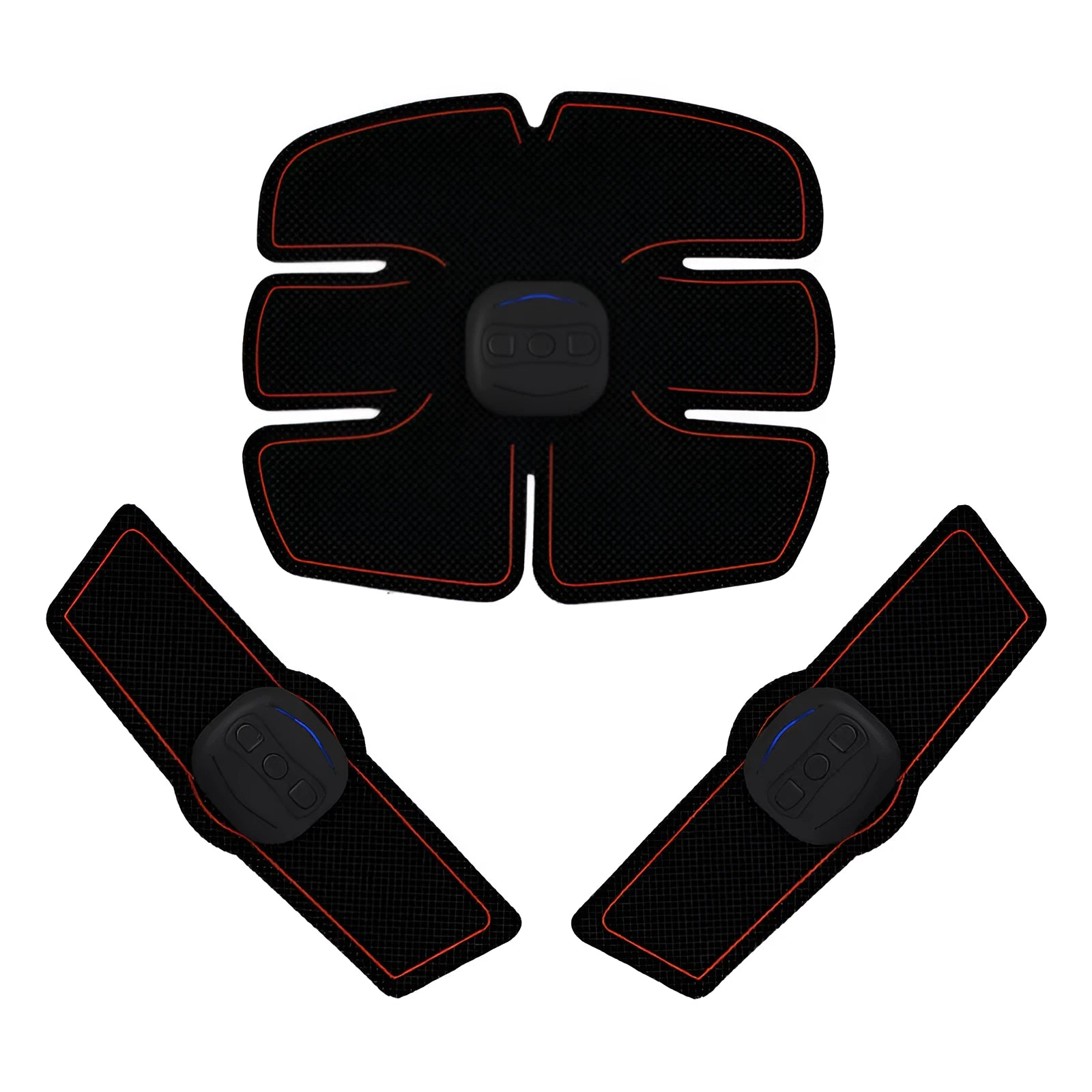 Portable EMS smart muscle stimulator with three hosts and hydrogel pads for arm and abdomen training