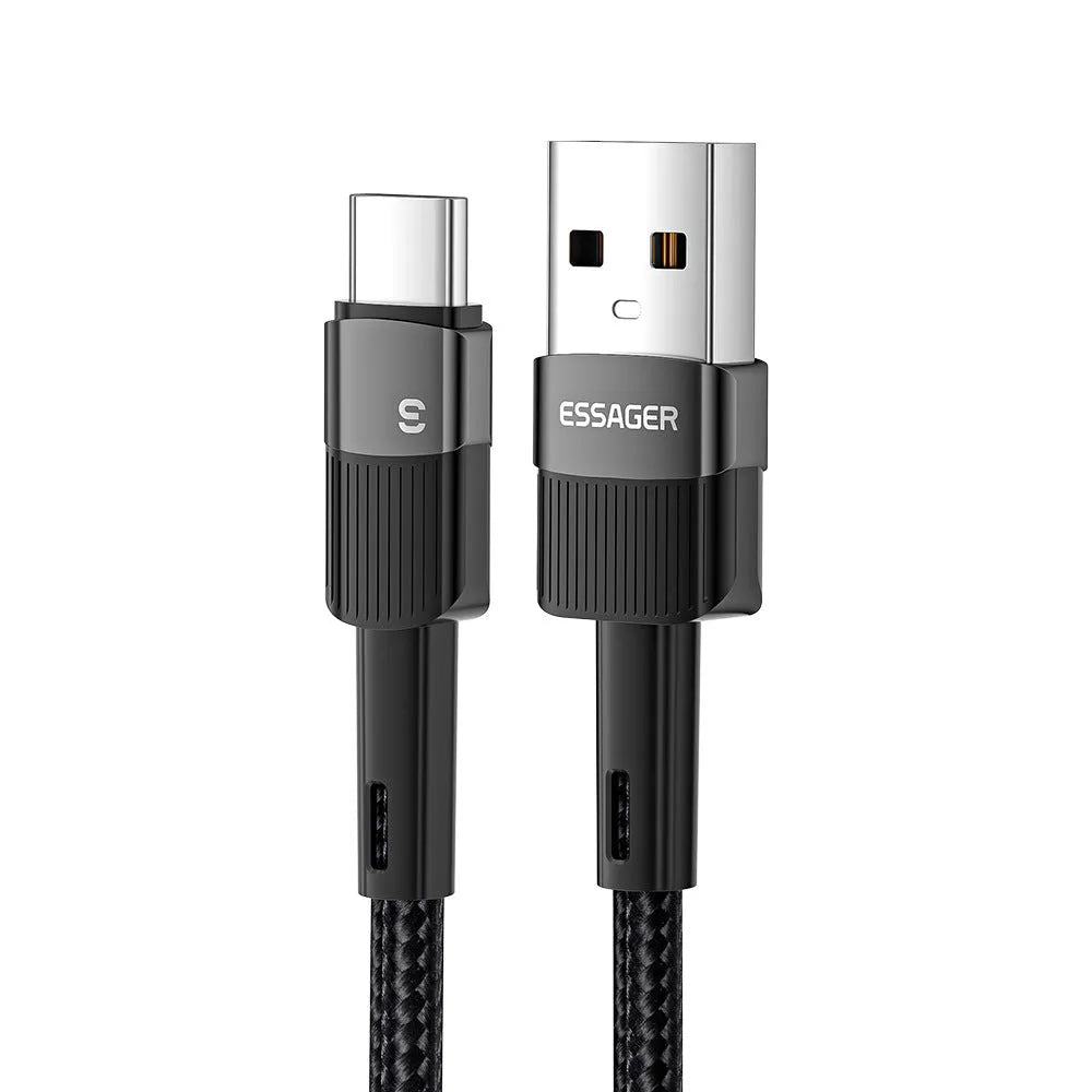 6A super fast charge data cable with aluminium alloy braided thread and Lightning connector in black