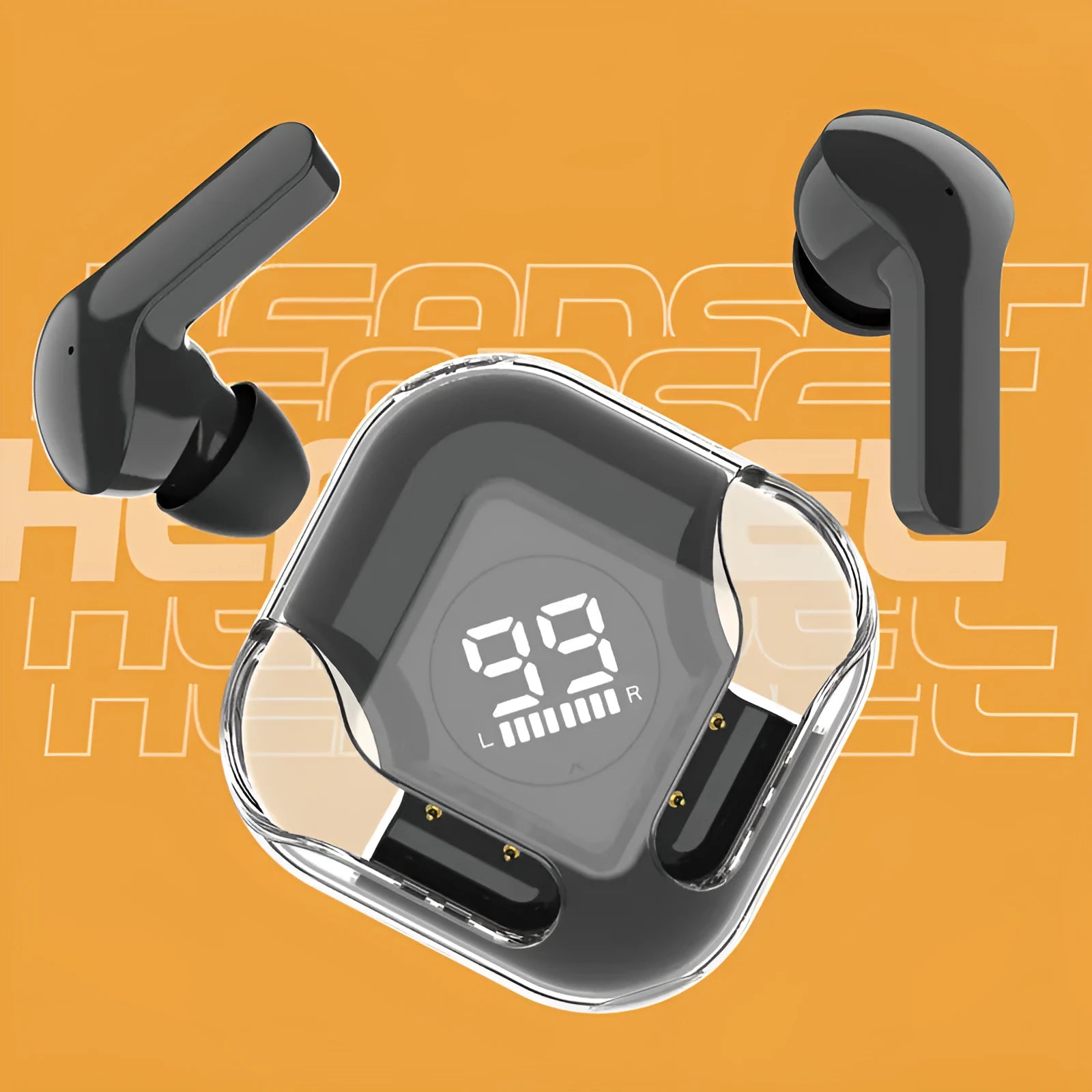 Wireless TWS Bluetooth headphones in five colours: white, black, pink, blue, and green, showcasing in-ear design.