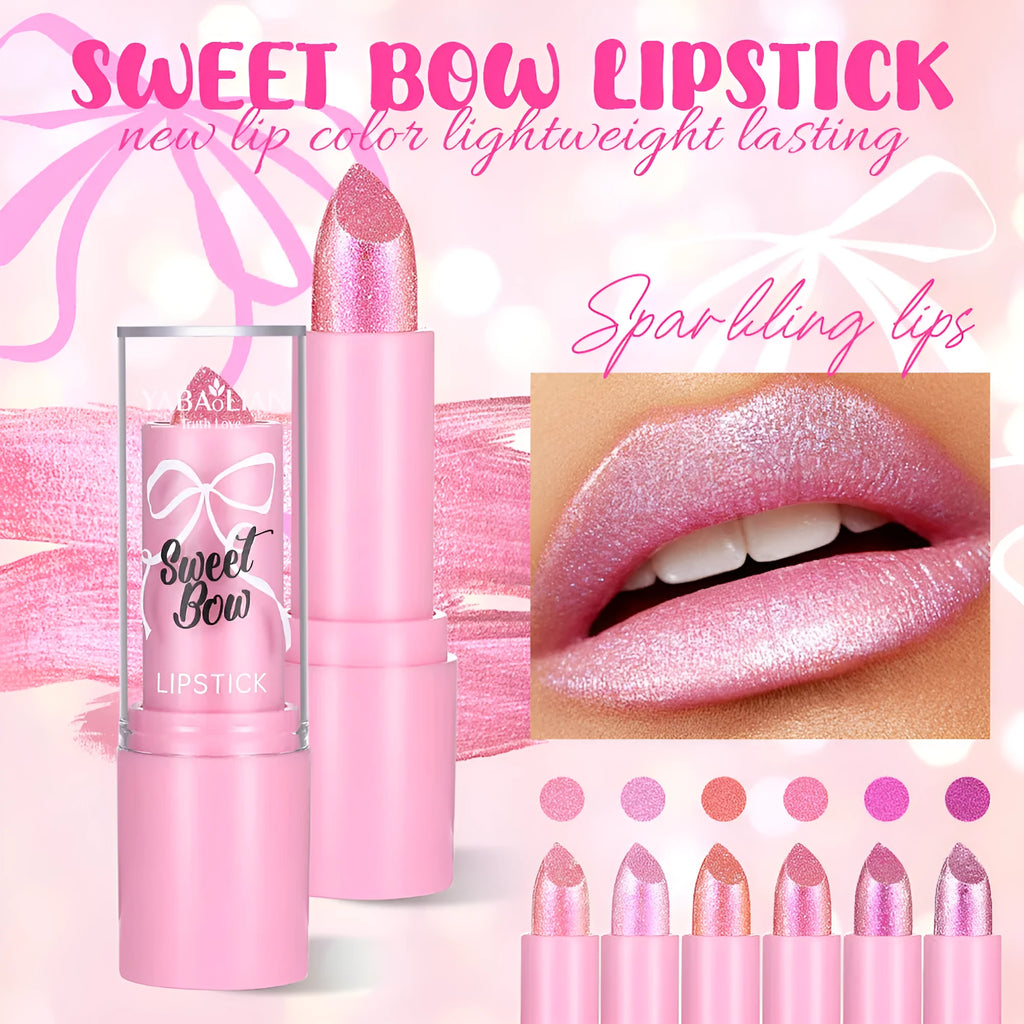 Sweetheart bow diamond lipstick in matte finish, showing six colour options.