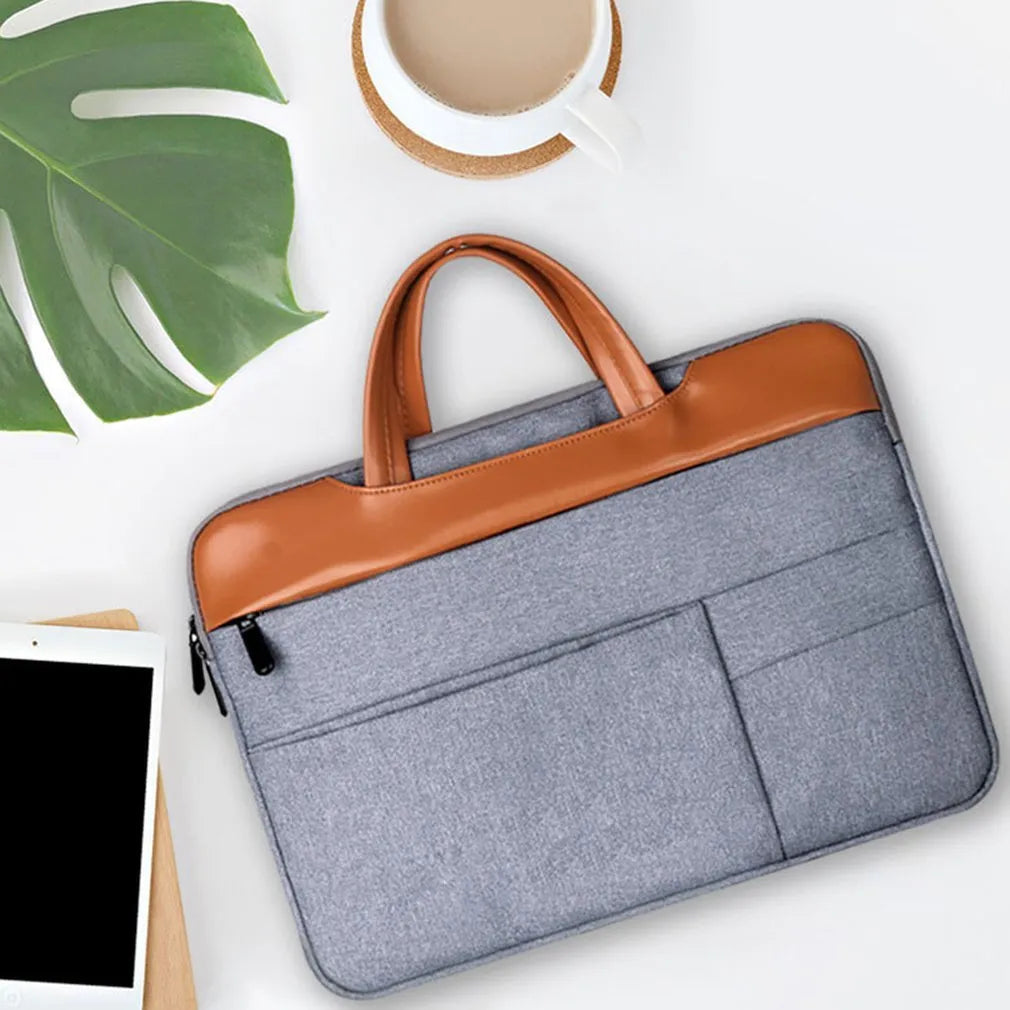 Grey nylon official document liner laptop bag for 15-inch devices with zip closure