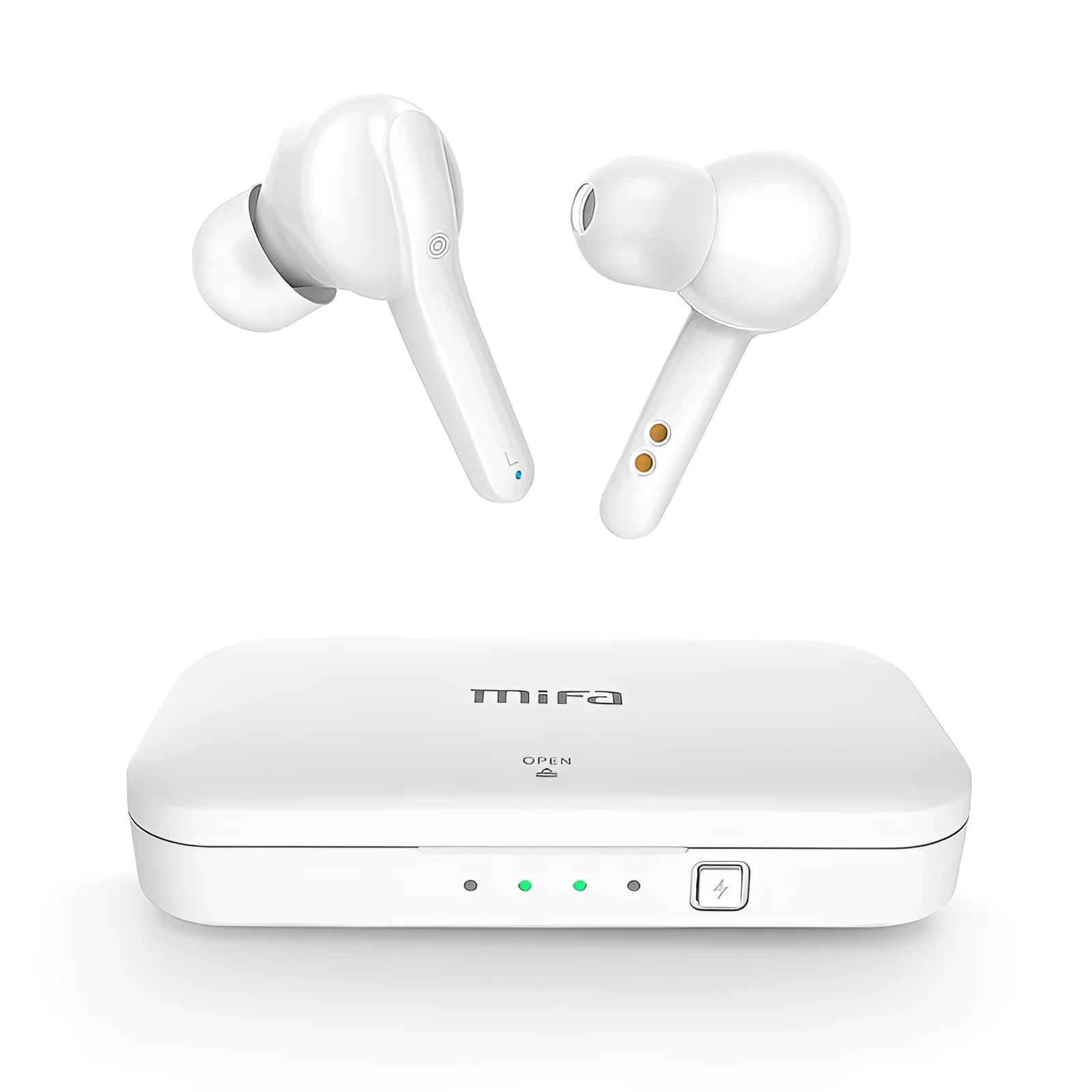Black and white TWS wireless headset with Bluetooth 5.0 and IPX5 waterproof rating
