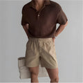 Cotton loose fit sports shorts in black, white, or khaki colours for summer athletics