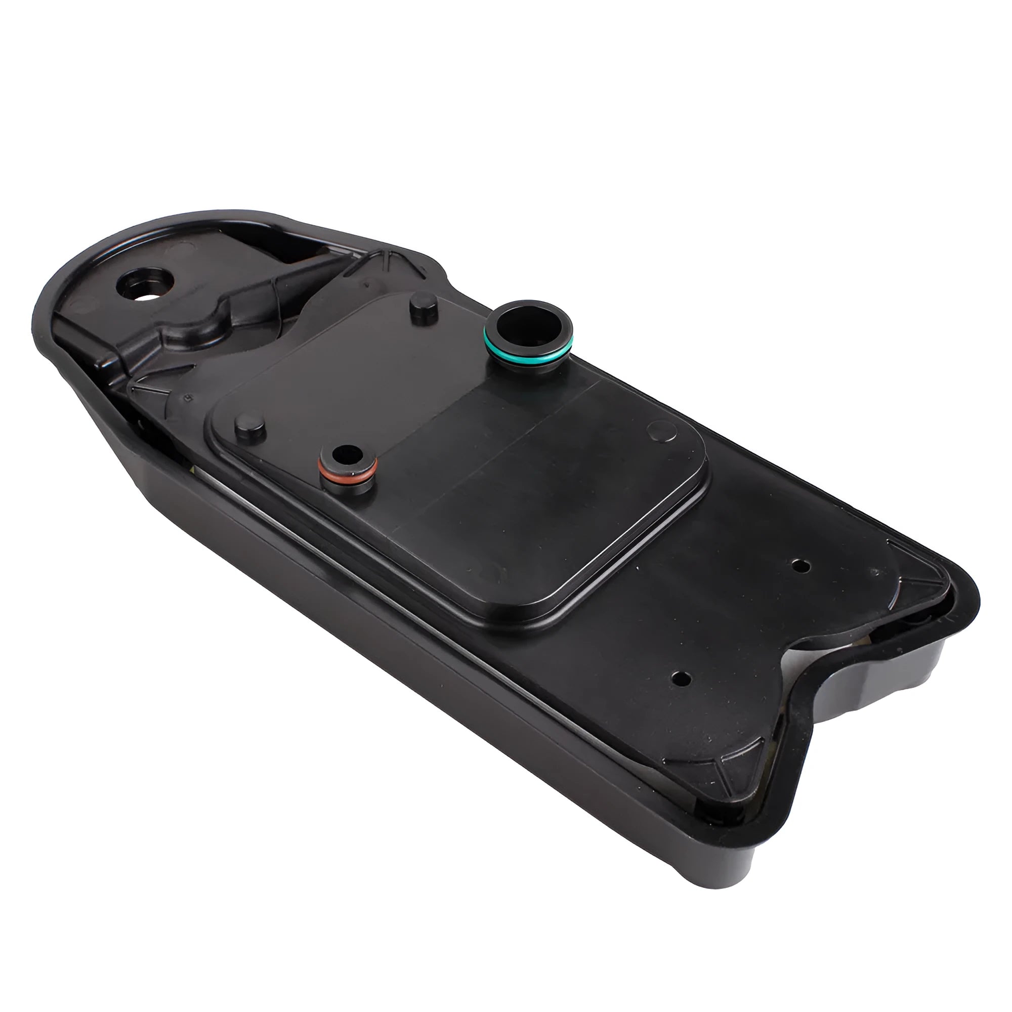 Black automotive crankcase ventilation filter for Ram trucks with 6.7L Cummins diesel engine