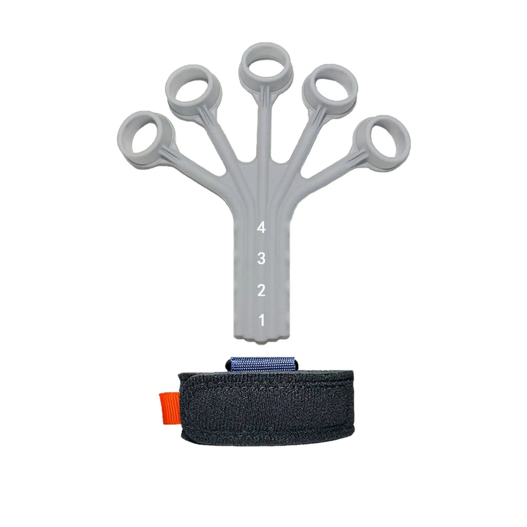 Silicone finger rehabilitation trainer with adjustable belt and tension rope system