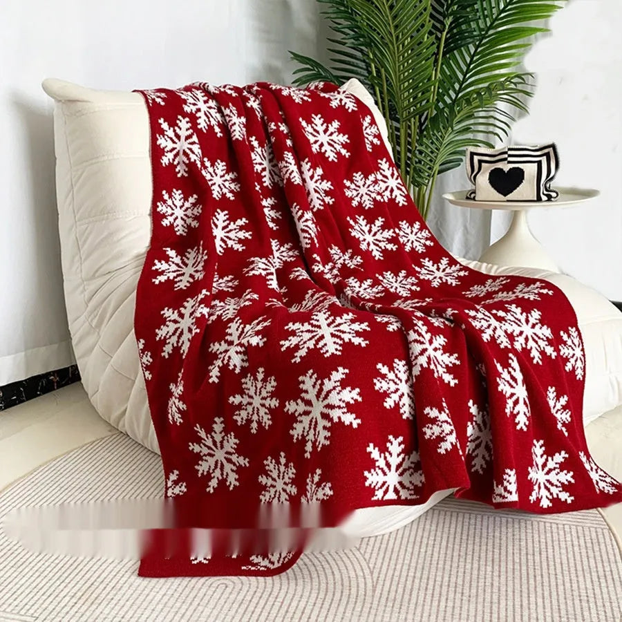 Christmas blanket with cartoon reindeer pattern decorative throw