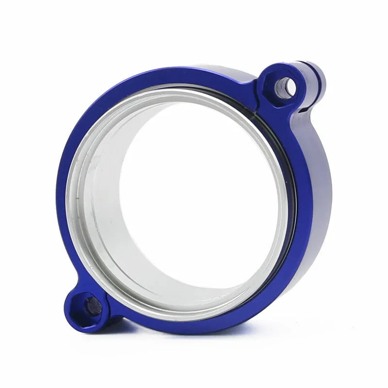 Aluminium turbocharger exhaust clamp in black, blue, or red for 2" to 4" downpipes