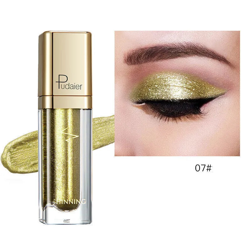 18-colour glitter eyeshadow palette with mother-of-pearl shades including Beige, Rose Gold, and Sapphire Blue