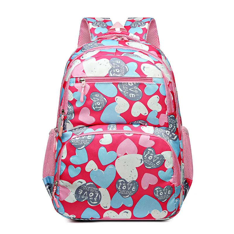 Children's large capacity Oxford cloth schoolbag with air pillow belt in blue, pink, gray, or rose red for burden alleviation