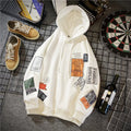 Printed hoodie in a hedged style pattern, long sleeves, hooded, cotton-polyester blend, available in multiple colours