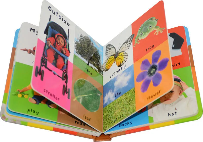 Children's English original first words cardboard book with red cover and animal illustrations