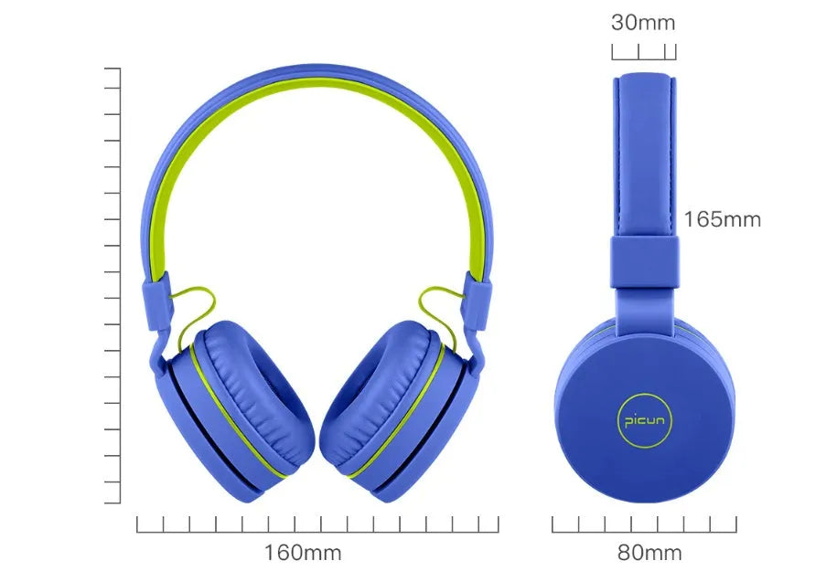 Bengoo C30 wired headset with microphone in blue green colour showing 3.5mm plug and protein ear cushions