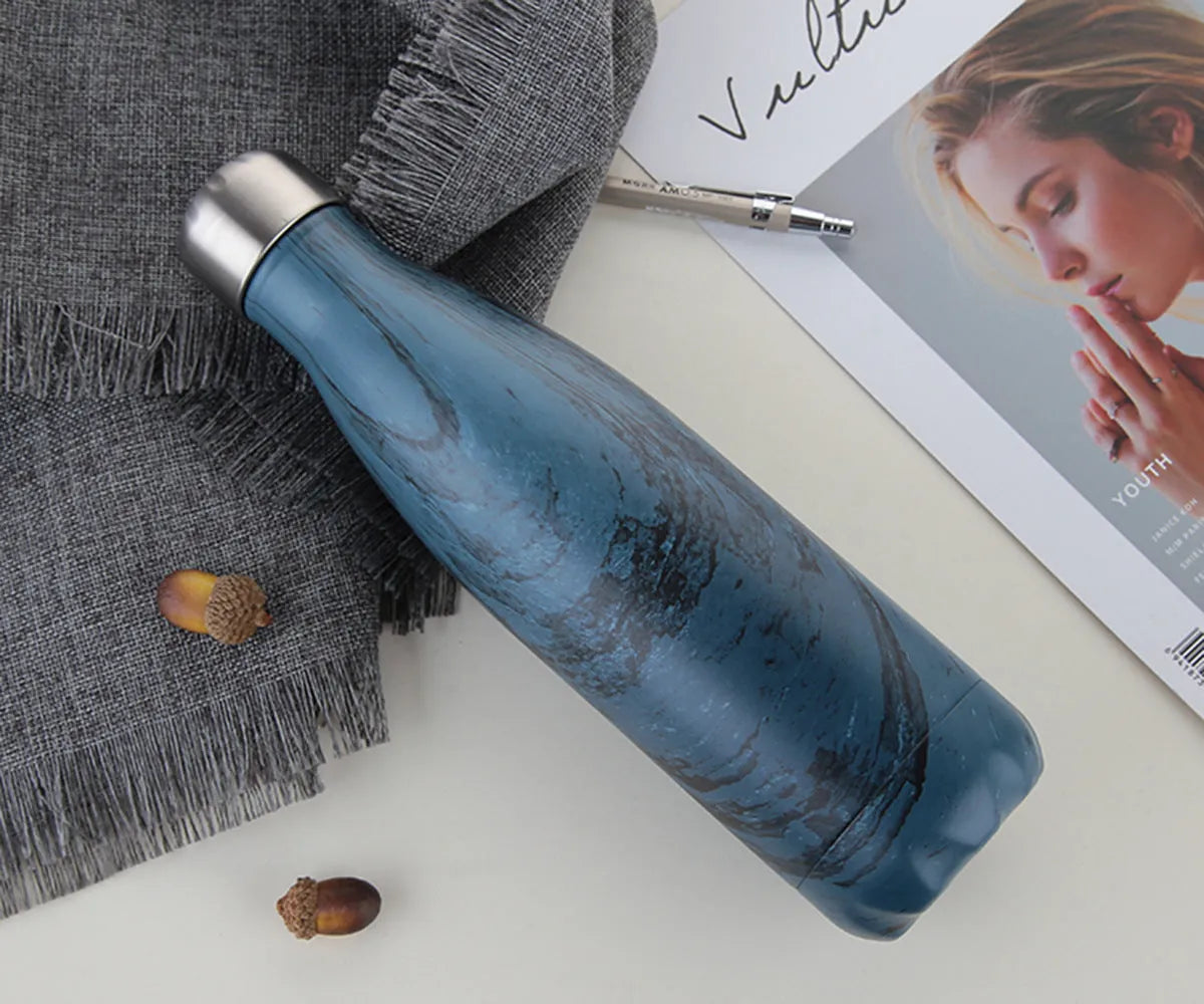 500ml stainless steel vacuum flask with silver finish, double wall insulation, screw cap, suitable for hot and cold drinks