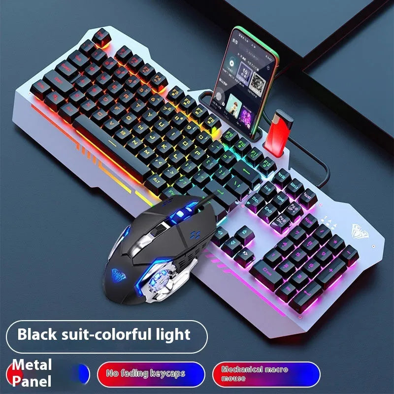 Black and white wired keyboard mouse headset bundle for desktop computer setups