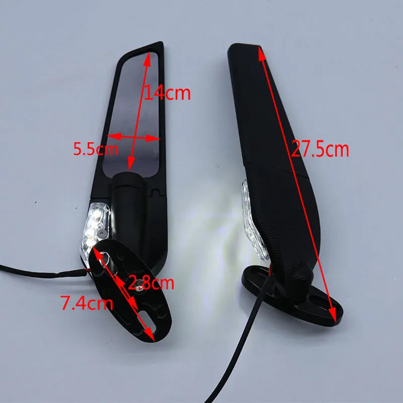 Pair of yellow motorcycle reflectors with convex glass lenses and aluminium alloy bodies for spoiler or mirror mounting.