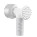 Automatic foaming dog bath brush with soap dispenser and silicone bristles on a white background