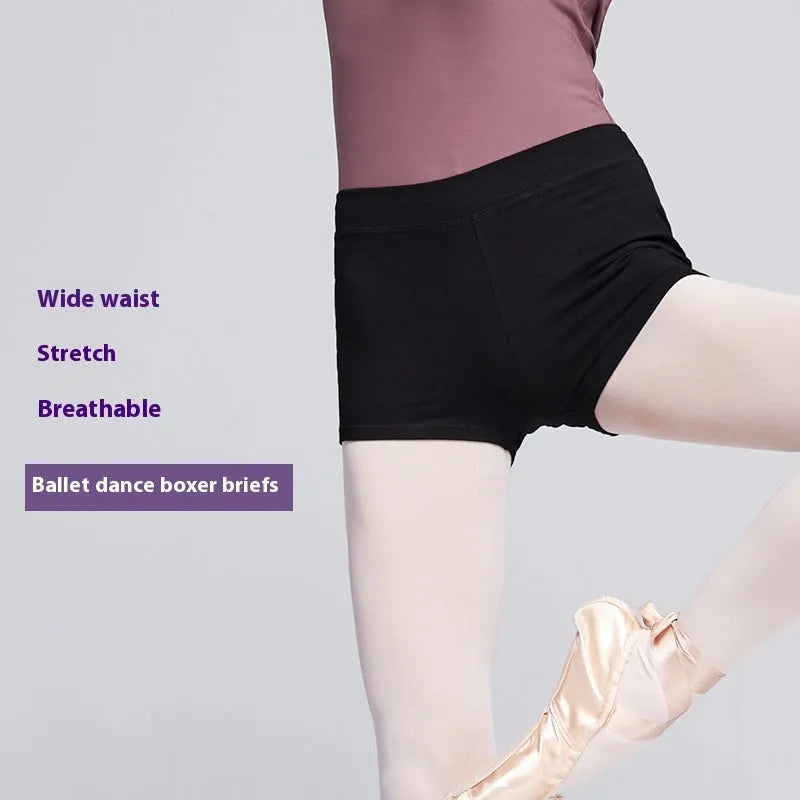 Women's black cotton ballet practice shorts for dance and fitness