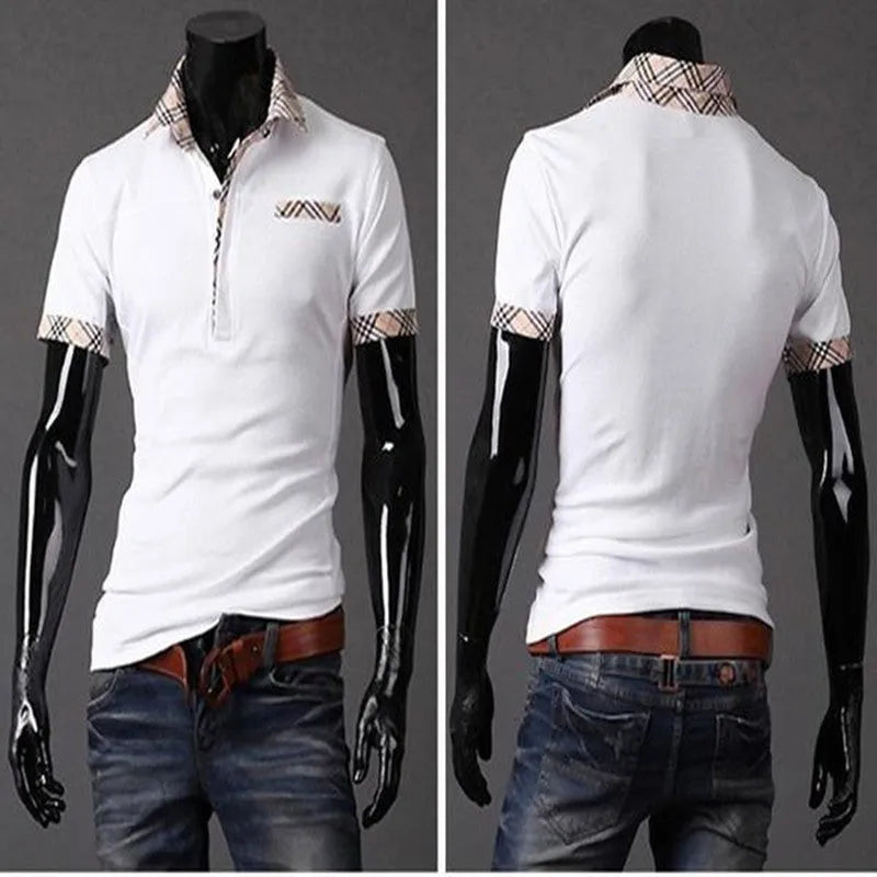 Summer Polo T-shirt in cotton polyester blend with casual lapel collar short sleeves men's top